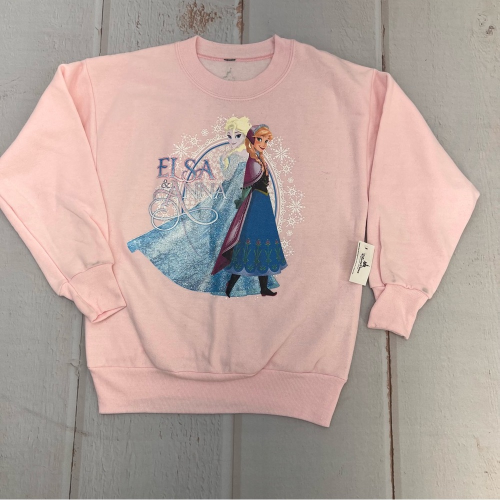 NWT ELSA & ANNA Long Sleeve Pink SWEAT‎ SHIRT FROZEZ SIZE S